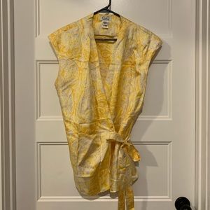 Lilly Pulitzer Yellow Silk Wrap Top